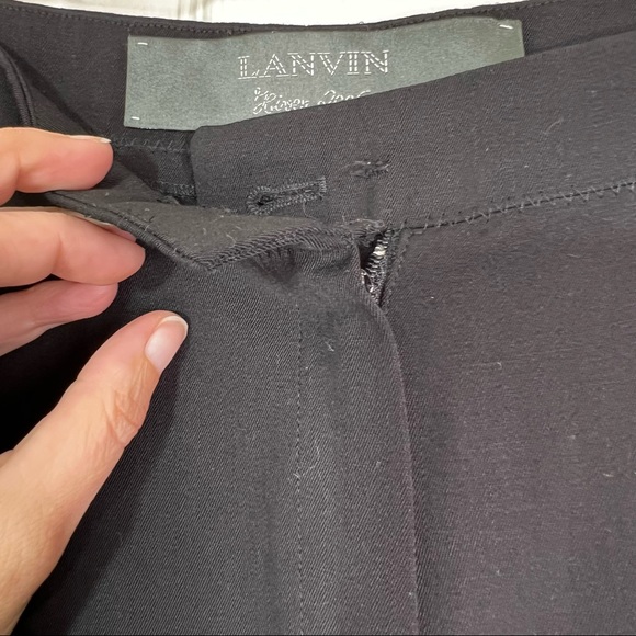 Lanvin Men’s Wool Linen Blend Tuxedo Pants in Black w/Blue Stripe Size 46 - Picture 8 of 11